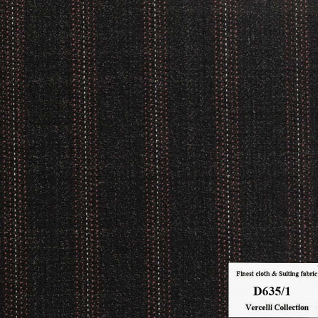 D635/1 Vercelli CXM - Vải Suit 95% Wool - Đen Sọc